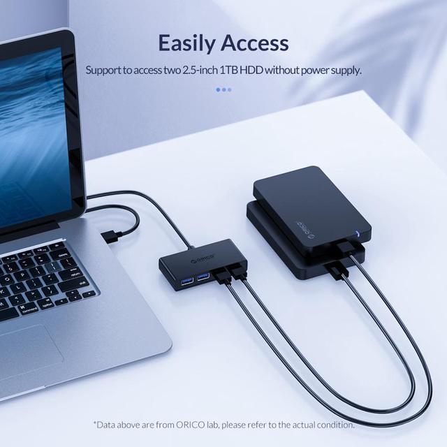 Alt view image 4 of 5 - Mini USB 3.0 HUB 4 Port Power Supply OTG with Micro USB Power Interface for MacBook Laptop Tablet Computer OTG USB HUB