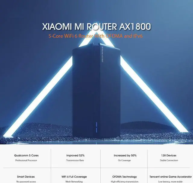 Alt view image 2 of 5 - Router AX1800 Wifi 6 Gigabit 256MB 2.4G 5G Dual-Band 5-Core Wireless Router Mesh Wifi Repeater High Gain 2 Antennas Wider