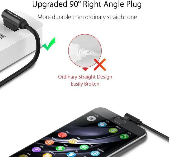 Alt view image 3 of 5 - Angle USB Type C Charger Cable Fast Charging 90 Degree Type-C Cable for LG V40 V35 ThinQ V30 Q7 G7 G6 G5 1/2/3 Meter