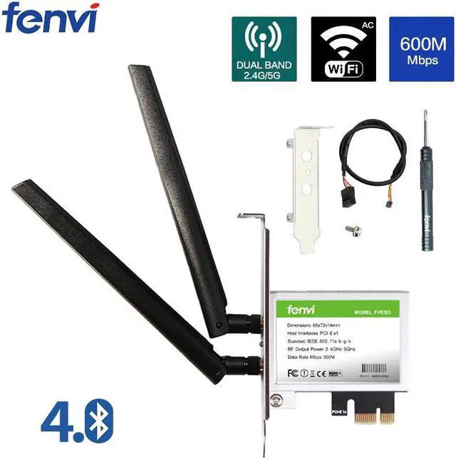 Alt view image 2 of 5 - Dual band 600Mbps PCI -E WiFi Adapter Desktop Wireless Card Adapter With 2 Antennas BT4.0 for PC Network Card