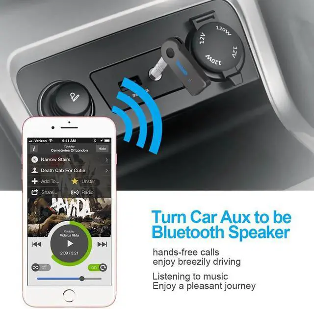 Alt view image 3 of 5 - 3.5mm Jack Car AUX Bluetooth Receiver Hand- MIC Call Bluetooth Adapter 4.0 Car wireless Transmitter Auto Music Receivers