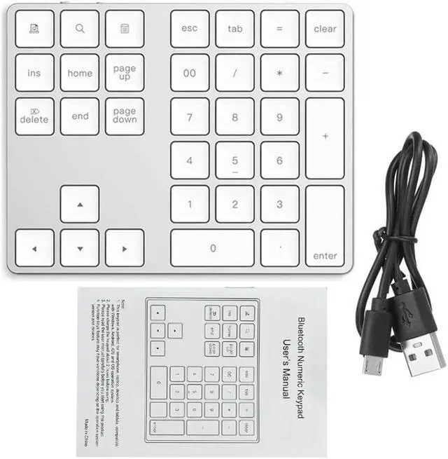 Alt view image 4 of 5 - Alloy Bluetooth Wireless Numeric Keypad with USB HUB Digital Input Function for Windows,OS,Android laptop PC