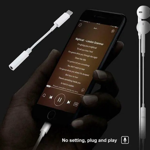 Alt view image 2 of 5 - 3.5mm  headset adapter cable Headphone Earphone Jack Audio Converter Adapter Connector Cable for iPhone