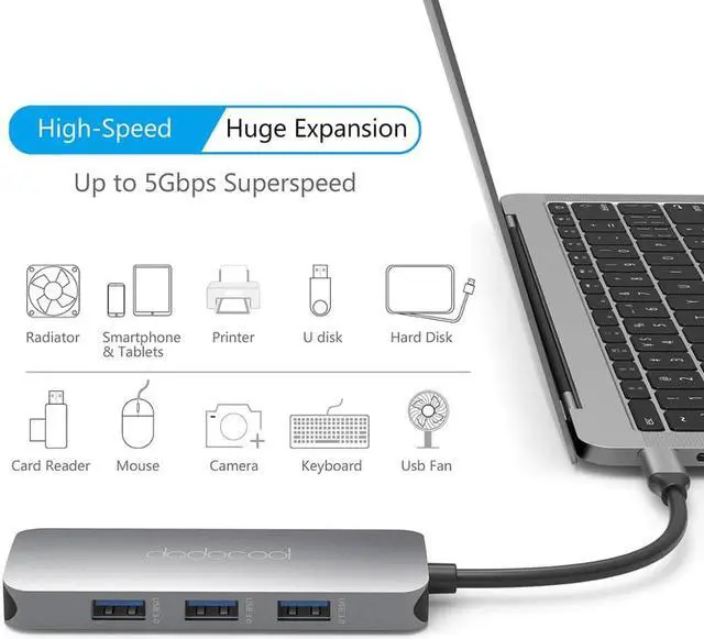 Alt view image 3 of 5 - 7-in-1 USB C USB-C Hub with Type C Power Delivery Hub 4K HD Output USB 3.0 HUB SD/TF for MacBook Pro P20 Pro