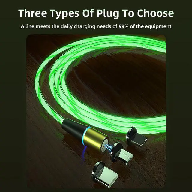 Alt view image 3 of 5 - LED Cable Magnetic USB Type C Fast Charging for  Mi 10 Ultra  S20 S10 Plus Note 20 Micro USB Tipo C Cable