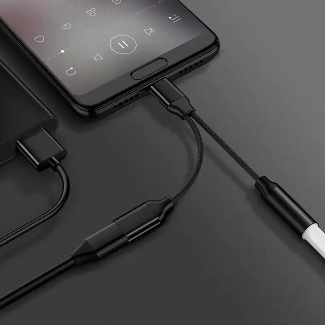Alt view image 2 of 5 - USB Type C to 3.5mm Jack Earphone Adapter For  S10 Plus  Mi9  Charging Calling Music USBC Audio Cable