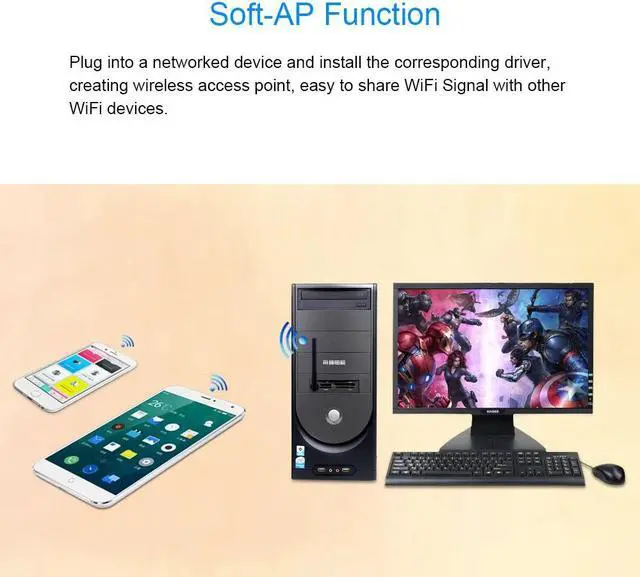 Alt view image 5 of 5 - 150Mbps MT7601 Wireless Network Card Mini USB WiFi Adapter LAN Wi-Fi Receiver Dongle Antenna 802.11 b/g/n for PC