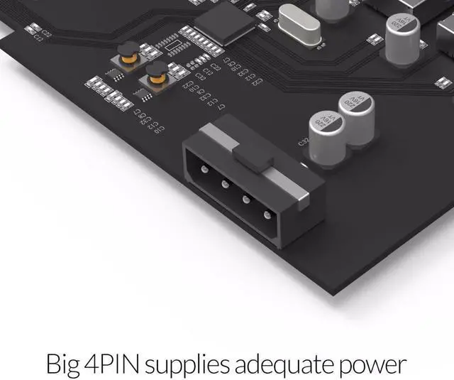 Alt view image 4 of 5 - 4 Port USB 3.0 PCI-E Express Card Adapter SuperSpeed Expansion Card USB3.0 HUB PCI-E Extender Card for Windows Mac OS