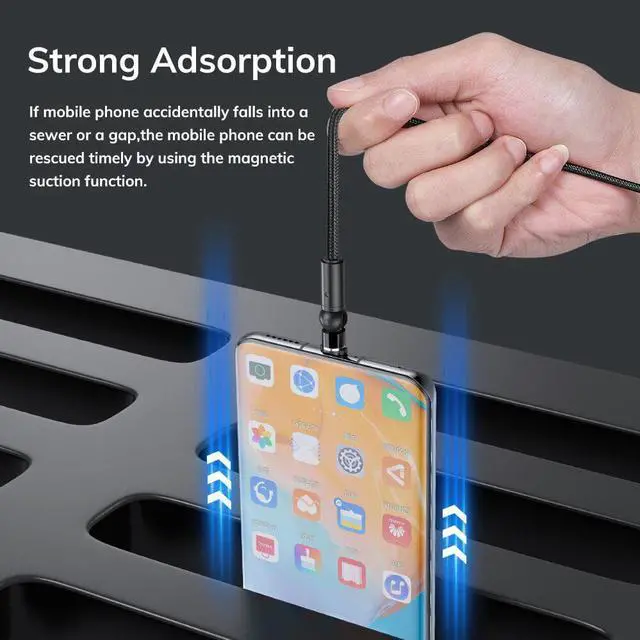 Alt view image 5 of 5 - 540 Rotate Magnetic Cable USB Type C Cable Magnetic Charging Micro USB Cable for iPhone 7 8 11 6 Plus XR XS
