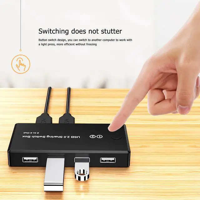 Alt view image 2 of 7 - KVM Switch 2 Ports WIth Cables KVM 2 Ports  Switch 2x1 Supports 1080P@60Hz USB 2.0 Device Control up to 2 PCS  2x1