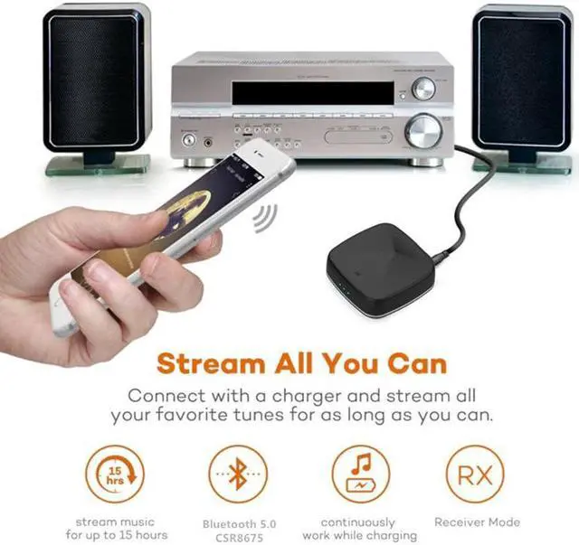 Alt view image 4 of 5 - 5.0 Bluetooth Audio Transmitter Receiver Aptx HD/LL Music Wireless Adapter RCA/3.5 MM AUX Jack Low latency For TV PC Car