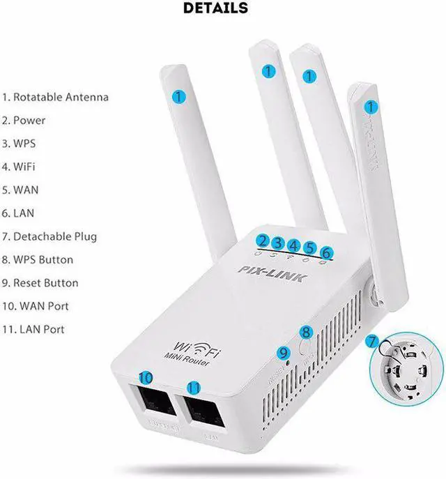 Main image of 2.4GHz WiFi 300Mbps Wireless Router High Gain Antennas Repeater Booster Extender Home Network 802.11N RJ45 2 Ports Long Distance