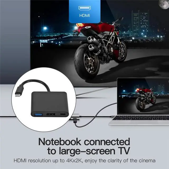 Alt view image 5 of 5 - 3 in 1 Type-C HUB USB 3.0 USB-C Female Converter Small Household Computer Accessories for Laptop Notebook PC