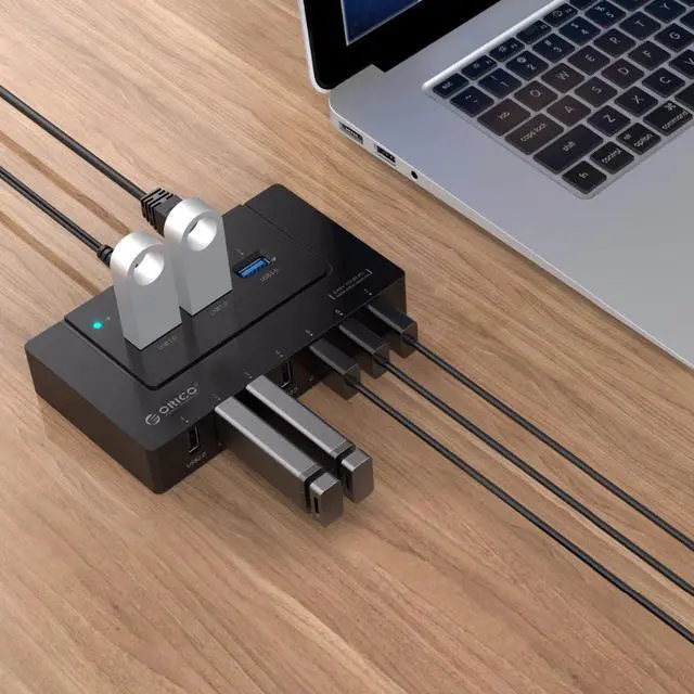 Alt view image 3 of 5 - 10 Port USB2.0/USB3.0 HUB 5 Gbps SuperSpeed Transmission For Windows Mac OS and Linux