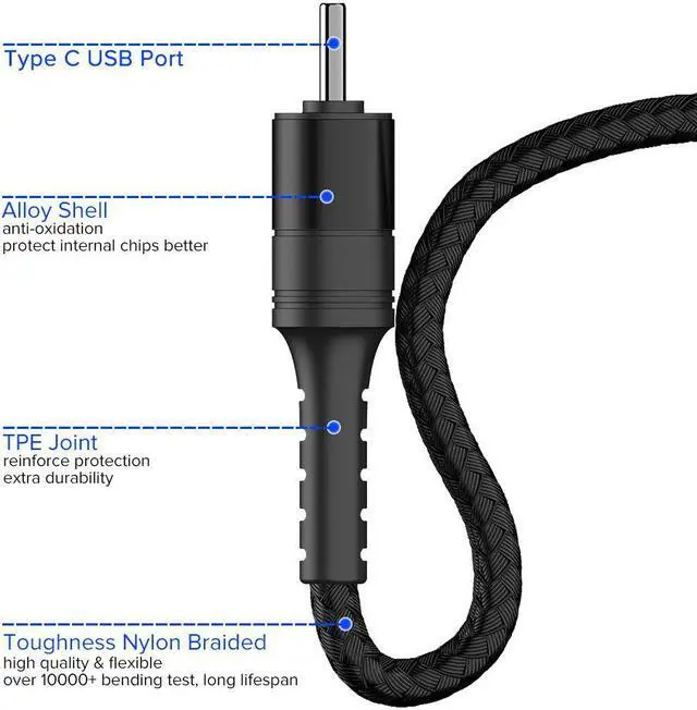 Alt view image 5 of 5 - 1m 2m USB Type C Cable for  Redmi Note 7 8 K20 5A Supercharge for  Mate 30 P30 Pro QC3.0 Fast Charging Cord