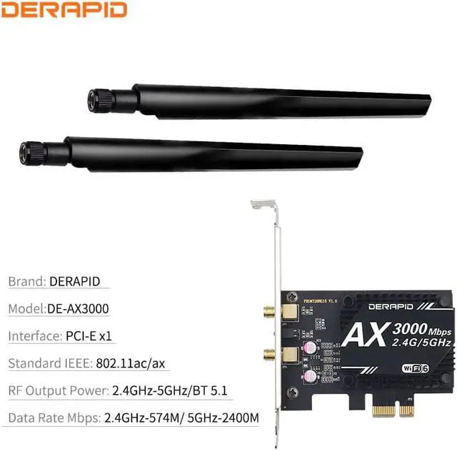 Alt view image 5 of 5 - 3000Mbps Wifi 6 Desktop PCIe Wireless Wifi Adapter  AX200 Bluetooth 5.1 Network Wifi Card 2.4G/5G 802.11ac/ax MU-MIMO