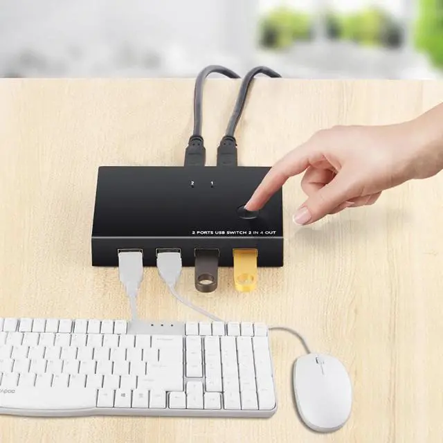 Alt view image 3 of 5 - 4 Port HDMI KVM Switch 4K USB HDMI KVM Switcher 2 In 4 Out 4K 2K 30HZ with 2 Cable For PC Laptop Mouse Printers Keyboard Scanner