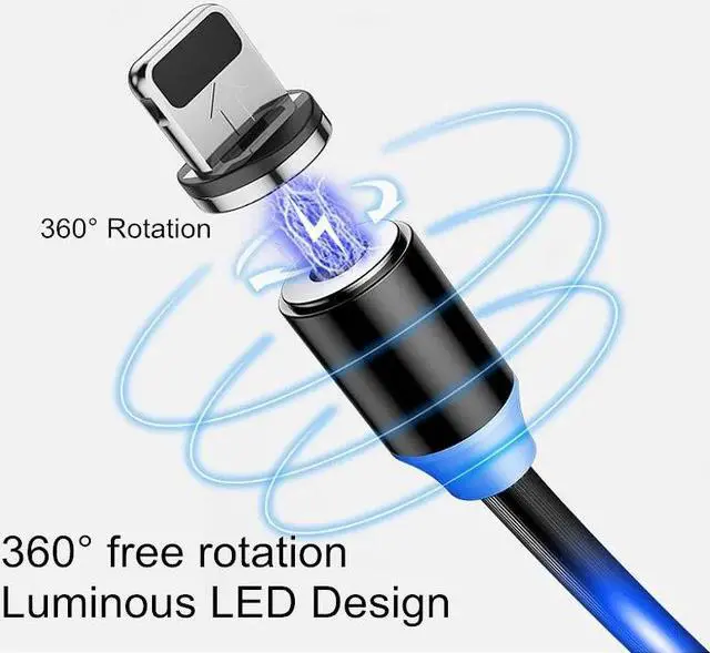 Alt view image 2 of 5 - Magnetic LED Light Cable Fast Charging Magnet Micro USB Type C Cable Wire Cord Type-C Charger For iphone