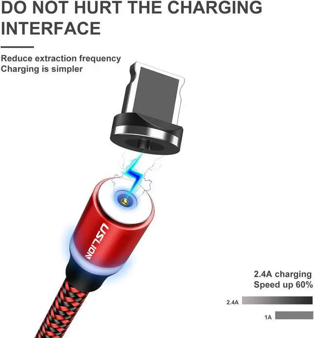 Alt view image 2 of 5 - Magnetic Cable LED Micro USB Type C Cable For  S10 S9 S8  For iPhone XS MAX XR 8 7 6 6S USB-C Magnet Charger