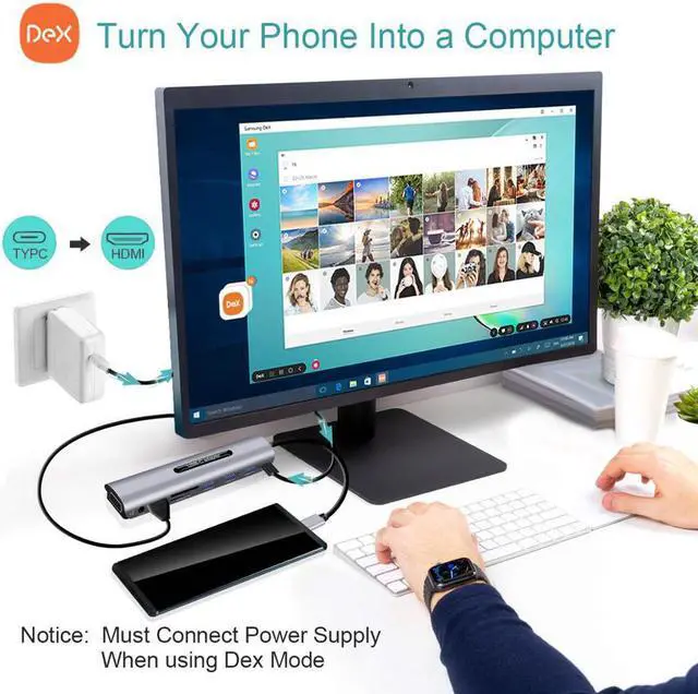 Alt view image 3 of 5 - 9 Ports USB C HUB to  VGA RJ45 Gigat Ethernet Power Adapter Dock PD Charger for MacBook Pro Air Multi Type C HUB