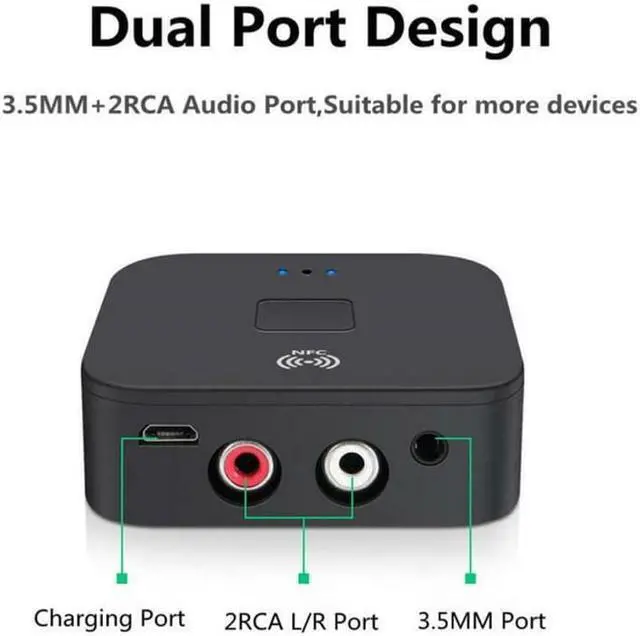 Alt view image 2 of 5 - Bluetooth 5.0 4.2 Audio Receiver For Car Computer Wire Speaker Home Stereo AptX LL RCA NFC 3.5mm Jack Aux Audio Adapter