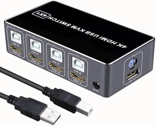 Alt view image 5 of 5 - 4 port  KVM Switch 4K USB  KVM Switcher 4 in 1 out Hot USB  For Mouse Keyboard For win7/For win10/For MAC
