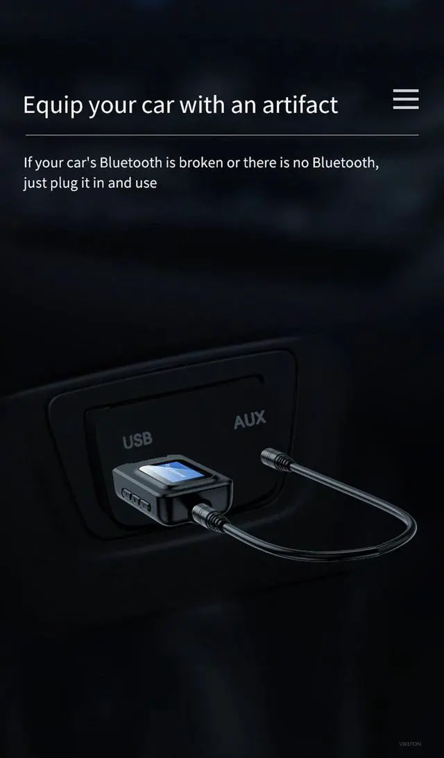 Alt view image 2 of 5 - Bluetooth 5.0 Receiver Transmitter LCD Display 3.5 3.5mm AUX Jack 2In1 USB Bluetooth Dongle Wireless Audio Adapter for Car PC TV