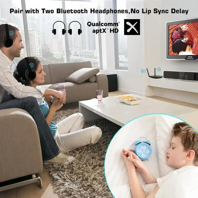 Alt view image 5 of 5 - 262ft/80m Bluetooth 5.0 Audio Transmitter Receiver AptX HD/LL Low Latency TV Car PC Wireless Adapter SPDIF 3.5mm AUX RCA