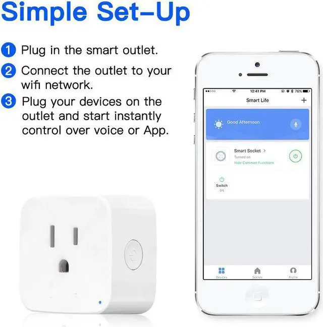Alt view image 3 of 5 - Smart US Plug Wlan Electrical Power Socket Adapter Outltes Wireless App Remote Control by Smartlife Tuya Alexa Google Home