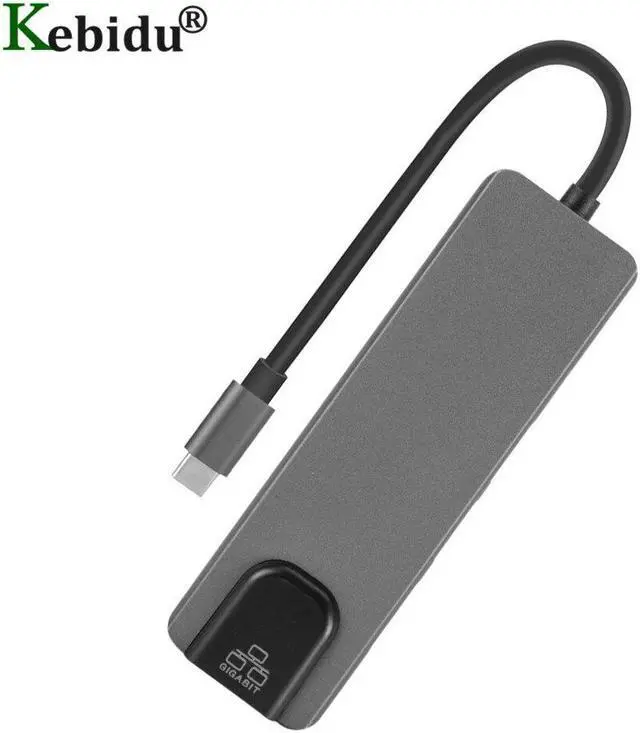 Alt view image 5 of 5 - C to Gigat Ethernet Lan Rj45 4K HDMI USB 3.0 -C Charing Port 5 In 1 Hub for Mac book Pro Thunderbolt 3 USB-C Charger