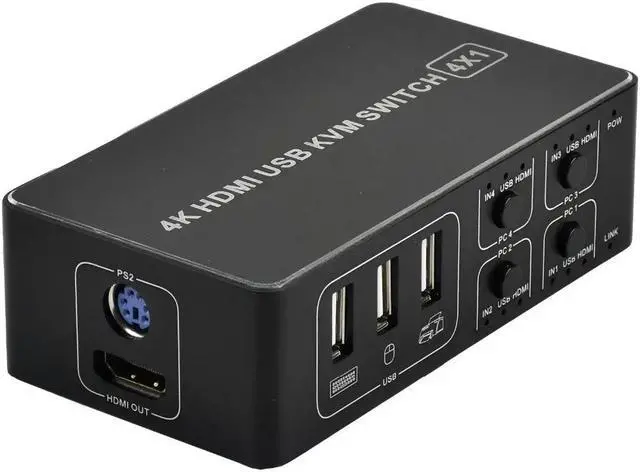 Alt view image 3 of 5 - 4 port 4K HDMI KVM Switch splitter box  USB HDMI 4K KVM Switcher selector control up to 4 monitors for mac os. windows 10