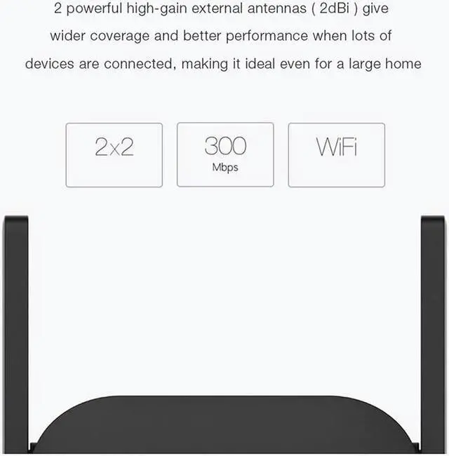 Alt view image 5 of 5 - Mijia WiFi Repeater Pro 300M Mi band Amplifier Network Expander Router Power Extender Roteador 2 Antenna for Router Wi-Fi