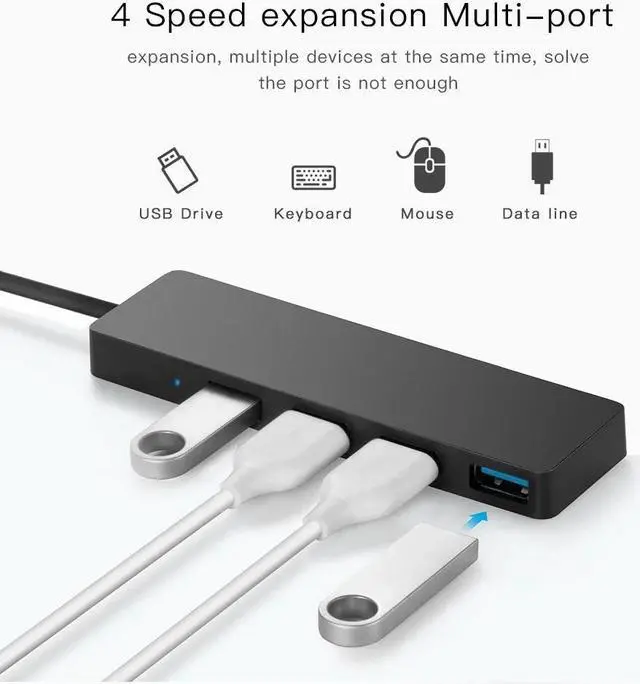 Alt view image 3 of 5 - 1 PC Ultra Slim High Speed USB 2.0 3.0 Hub External 4 Ports Adapter Splitter USB Expander For Laptop PC Computer Peripherals
