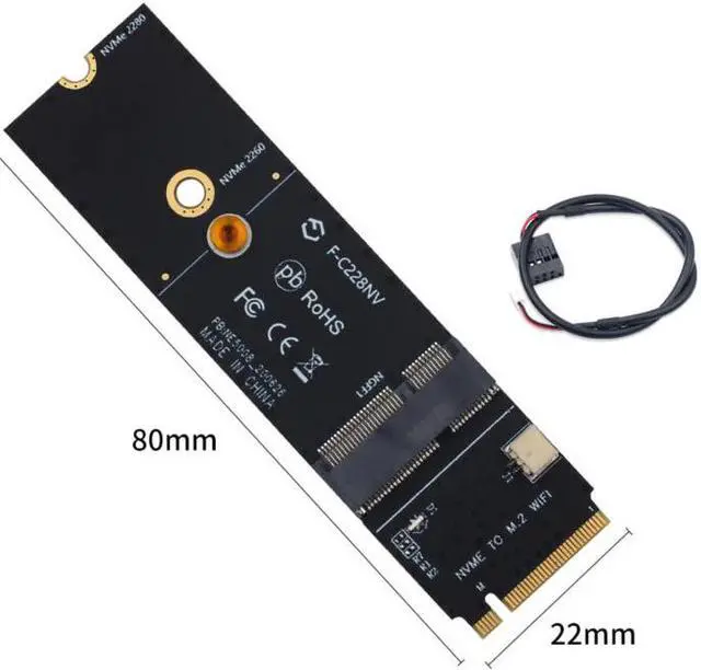 Alt view image 2 of 5 - A+E Key WiFi 6  AX200 Card To  M Key NVMe SSD Port Wireless Adapter Wifi Bluetooth 5.1 3000Mbps 802.11ax Windows 10