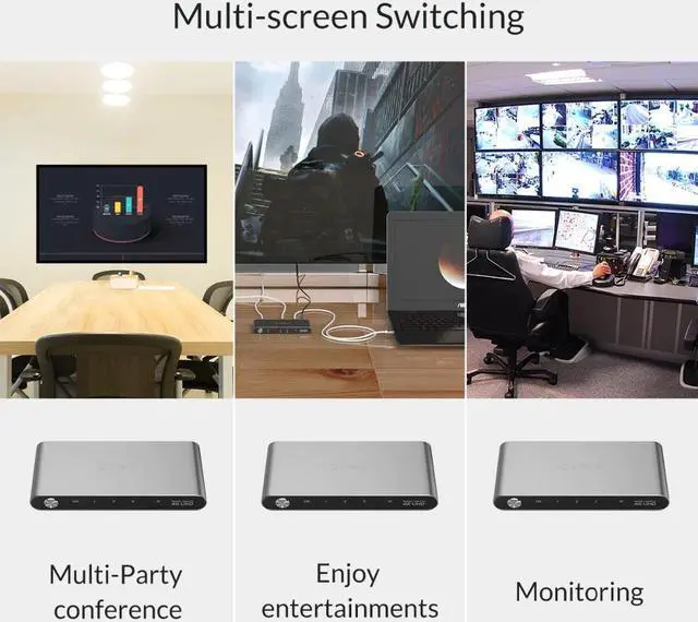 Alt view image 5 of 5 - 2.0 Splitter Switch 3 Port 4K 60Hz 1080P Aluminum Switcher 3 in 1 Out With IR Remote Control for DVD TV Xbox PS3/4