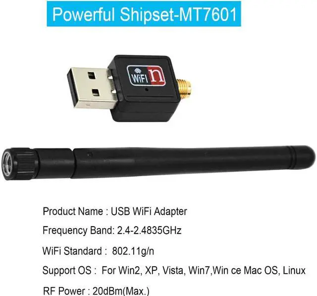 Alt view image 5 of 5 - 150mbps USB Wifi Adapter Mini Wireless Lan Card 802.11b/g/n MT7601 Wlan PC Wi Fi Wi-Fi Dongle Wifi Receiver Antenna