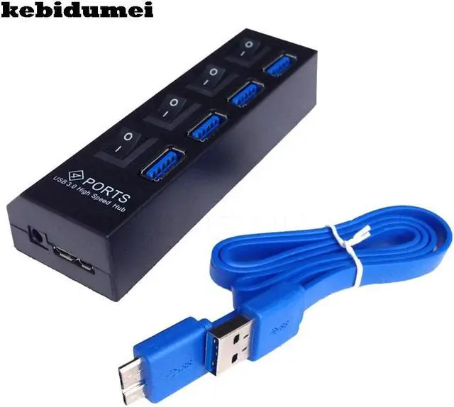 Main image of Fast Speed Compact 4 Ports USB 3.0 HUB With On/Off Switch Multifunction For Desktop Laptop USB Devices With USB Cable