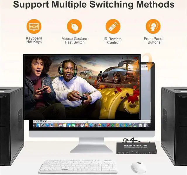 Alt view image 3 of 5 - 2 Port KVM Switch USB  2.0 4K 4 port  KVM Switch 18Gbps  USB Switch HDR KVM Switch 4 Port USB for PC Laptop