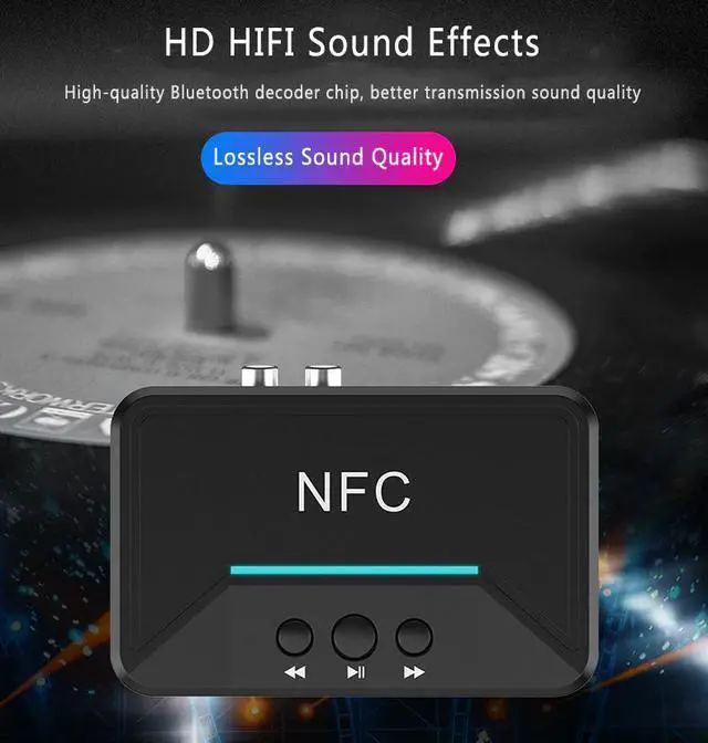 Alt view image 3 of 5 - 5.0 Audio Receiver Adapter NFC 3.5mm RCA AUX Output Wireless Aux Stereo Receptor For Amplifier Speaker