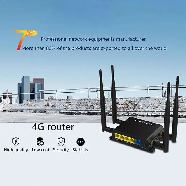 Alt view image 2 of 5 - 4G Modem Router Lte Router 2.4G Wi-Fi Repeater 4x5DBi External Antenna Wifi with Sim Card and USB Slot-EU Plug