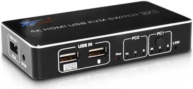 Alt view image 3 of 5 - 4kx2k 60HZ 2.0 KVM Switch 2 Port 2 In 1 Out USB Printer Sharing Free Drive Mouse & Keyboard Display