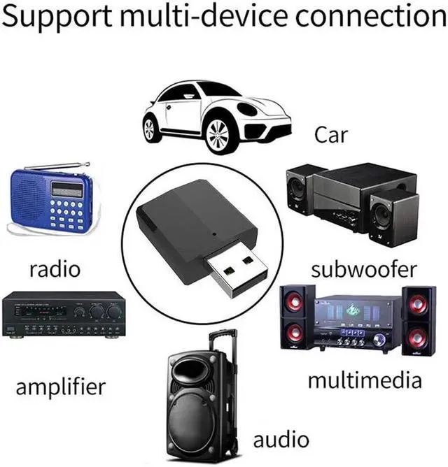 Alt view image 5 of 5 - Bluetooth Receiver Transmitter Mini Stereo Bluetooth 5.0 Audio AUX RCA USB 3.5mm Jack For TV PC Car Kit Wireless Adapter