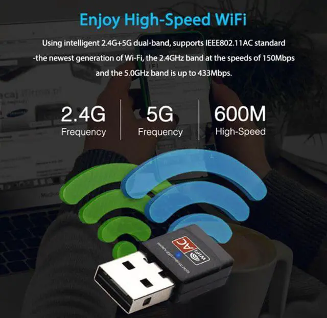 Alt view image 3 of 5 - USB Wifi Adapter AC 600Mbps Wi-fi Adapter 2.4G 5G Network Card Antenna Wi fi Receiver Lan USB Ethernet PC Wifi Dongle