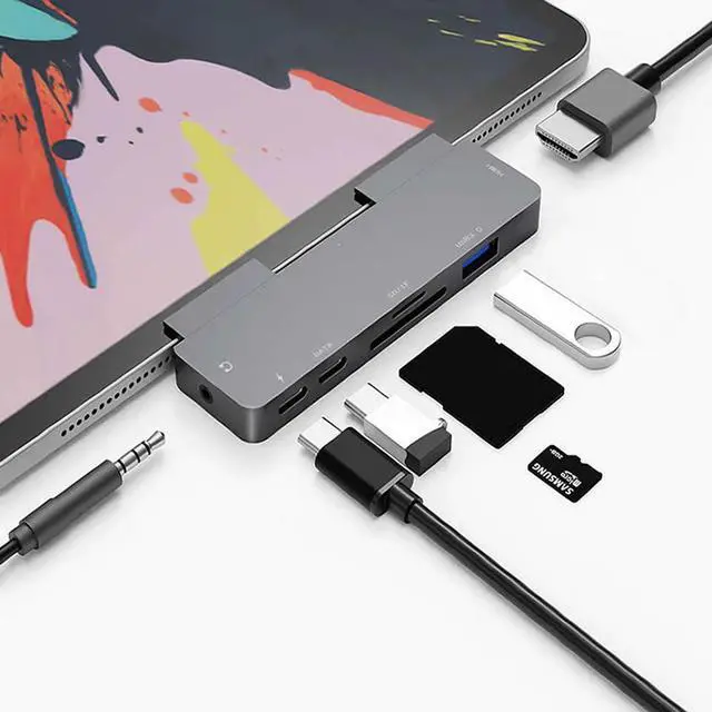 Main image of USB C Hub to 4K Adapter with USB-C PD TF SD USB 3.0 3.5mm Jack Port USB Type C Dock for iPad Pro Macbook Pro/Air
