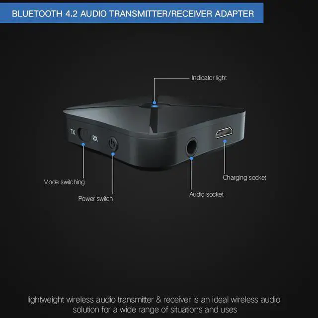 Alt view image 3 of 5 - KN319 Bluetooth 4.2 Receiver Transmitter 2 IN 1 Wireless Bluetooth Adapter Audio With 3.5MM AUX Audio For Home TV MP3 PC