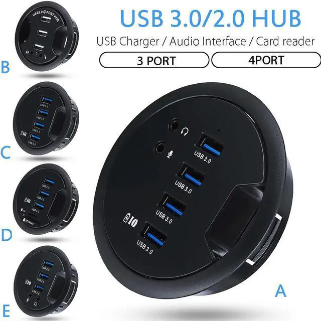 Main image of 5 Types Device Charging Mount In Desk Hubs USB 3.0/2.0 HUB Adapter for Macbook External Stereo Sound Combo Charging Reader Card