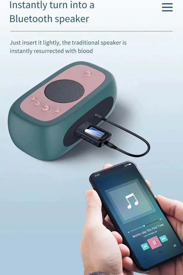 Alt view image 4 of 5 - Bluetooth 5.0 Audio Transmitter Receiver LCD Display 3.5MM 3.5 AUX Jack RCA Stereo USB Wireless Adapter for PC TV Car Headphones