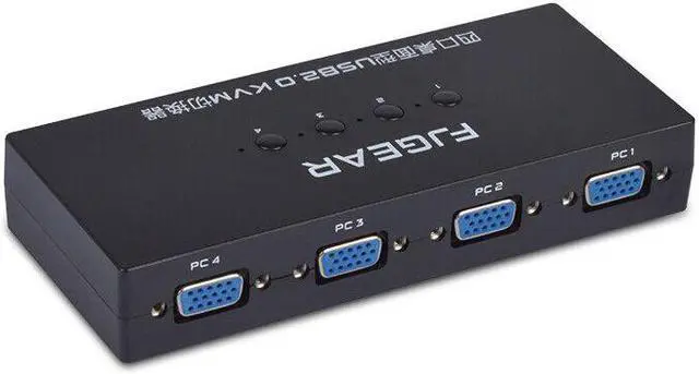 Alt view image 4 of 5 - 4 Port KVM Switch Box  With Desktop Controller USB Switch multiple computers share USB device monitor Send Connector Wire