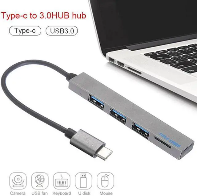 Alt view image 5 of 5 - 4 in 1 USB 3.1 Type-C Hub To USB 3.0 Magnesium Alloy Hub with TF Reader Slot 3 Port for MacBook Pro/Air