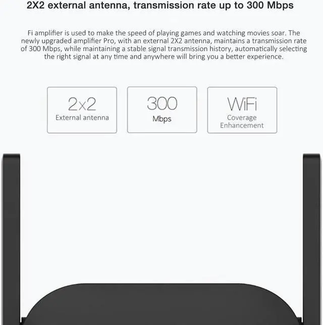 Alt view image 4 of 5 - WiFi Repeater Pro 300M Mi Amplifier Network Expander Router Power Extender Roteador 2 Antenna for Router Wi-Fi Home